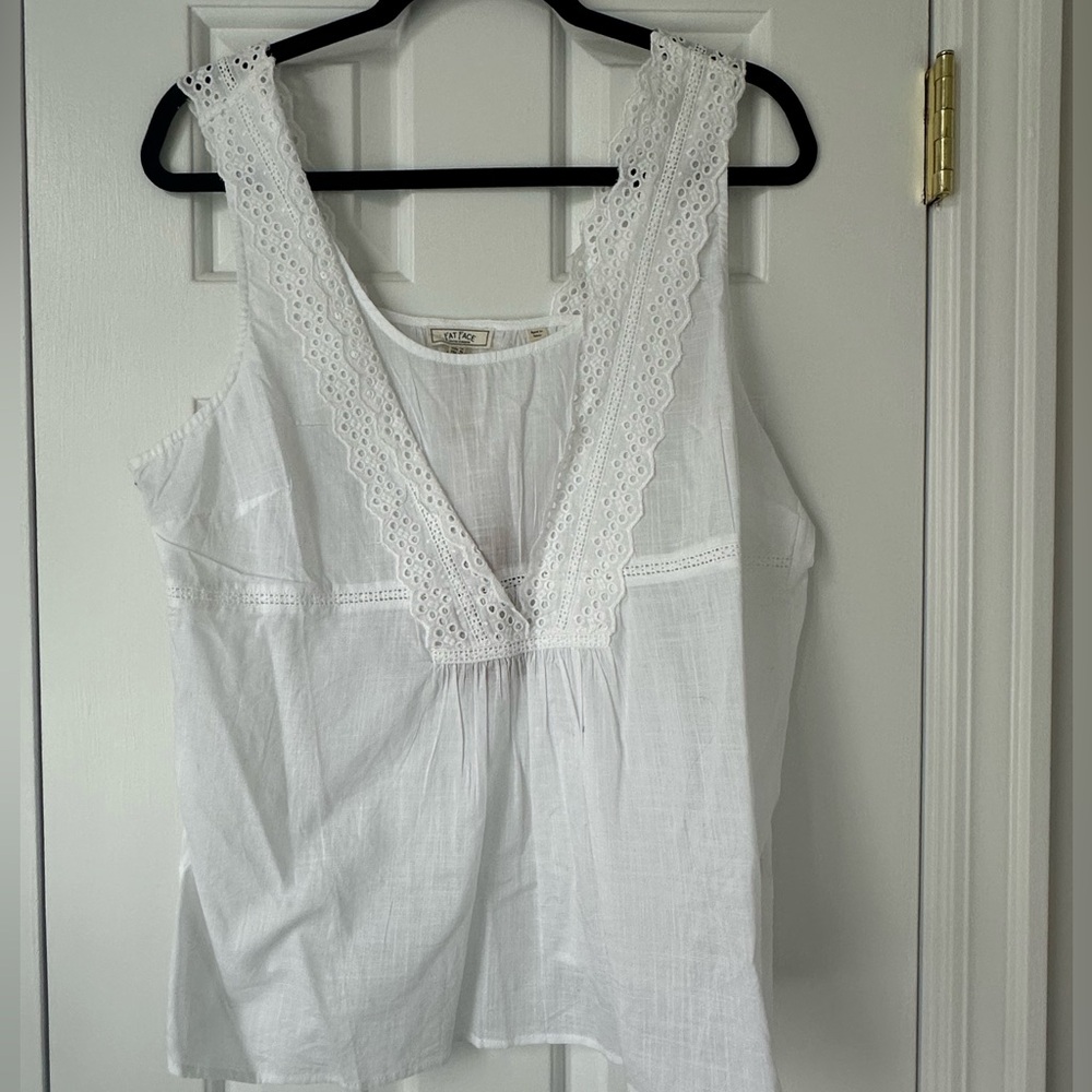 Fat Face white cotton sleeveless top. Size 12 NWT